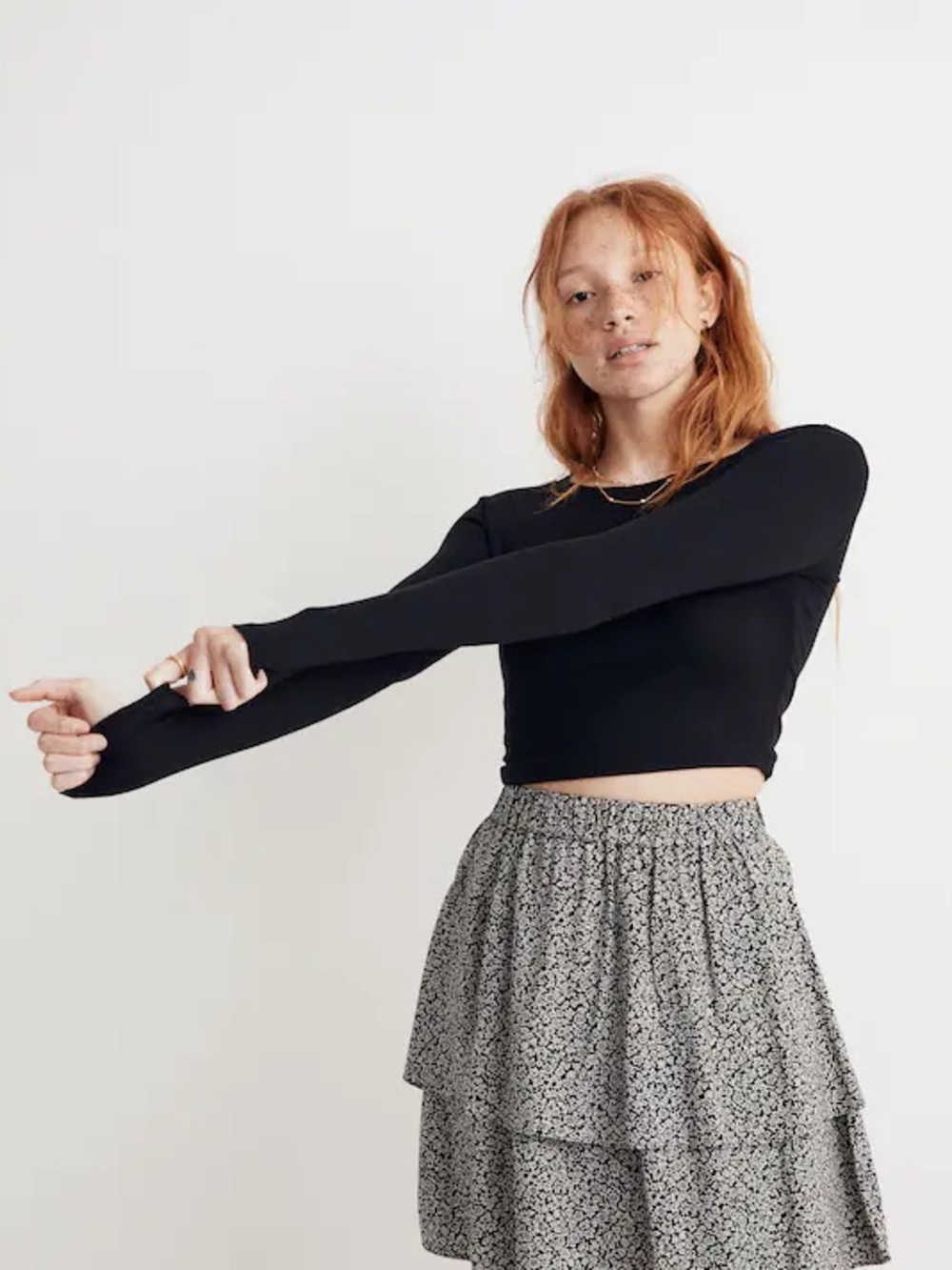 Bundle of three Madewell Fine Ribbed Supercrop Crewneck Long-Sleeve Tee